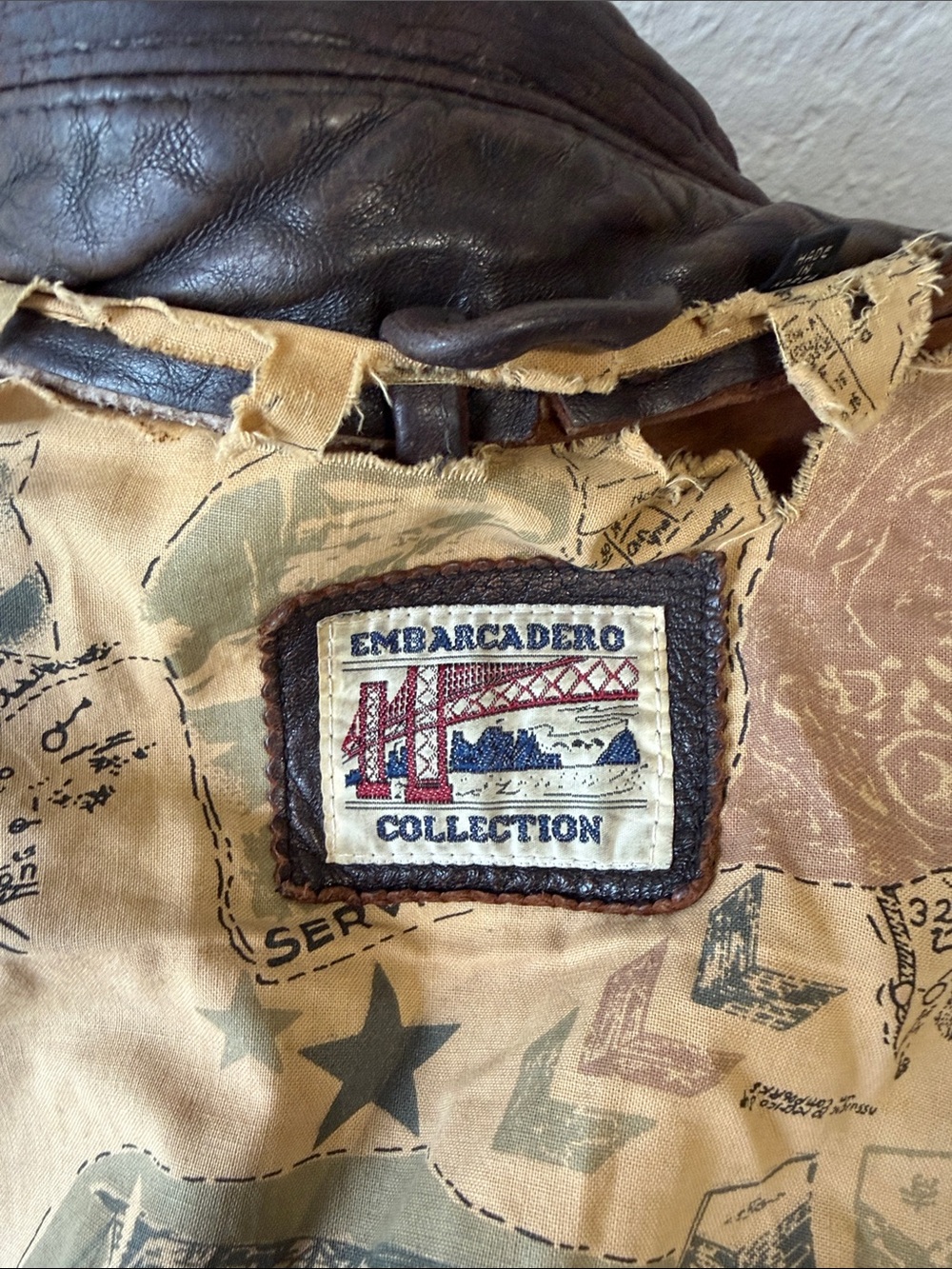Vintage Brown Leather Jacket unisex Bomber Jacket - Picture 5 of 10